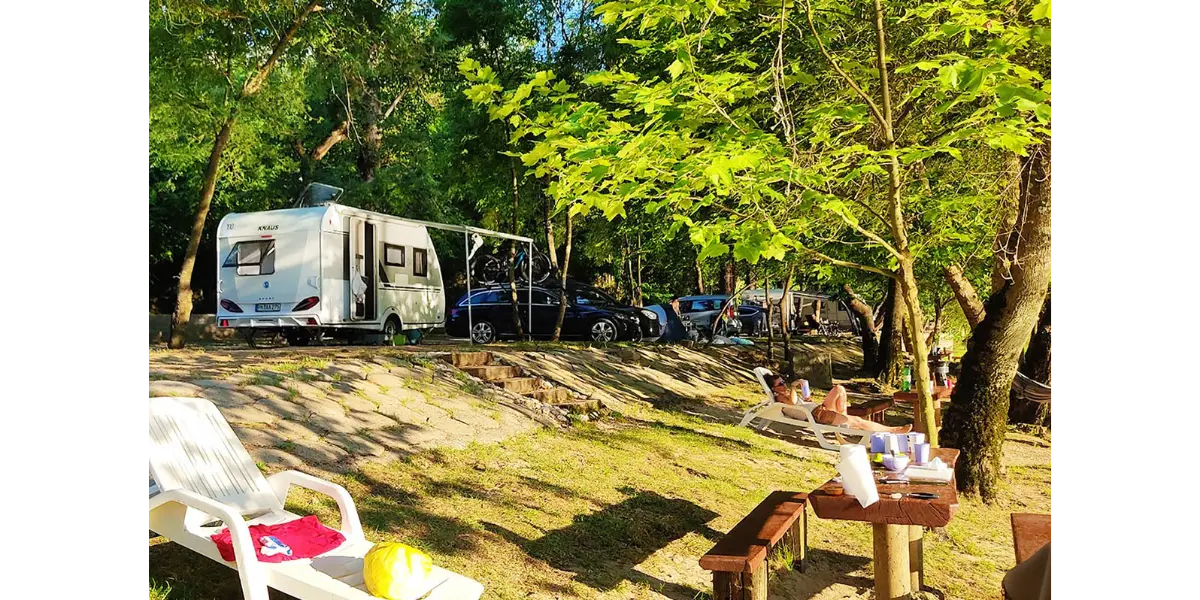 View of the campers from the beach