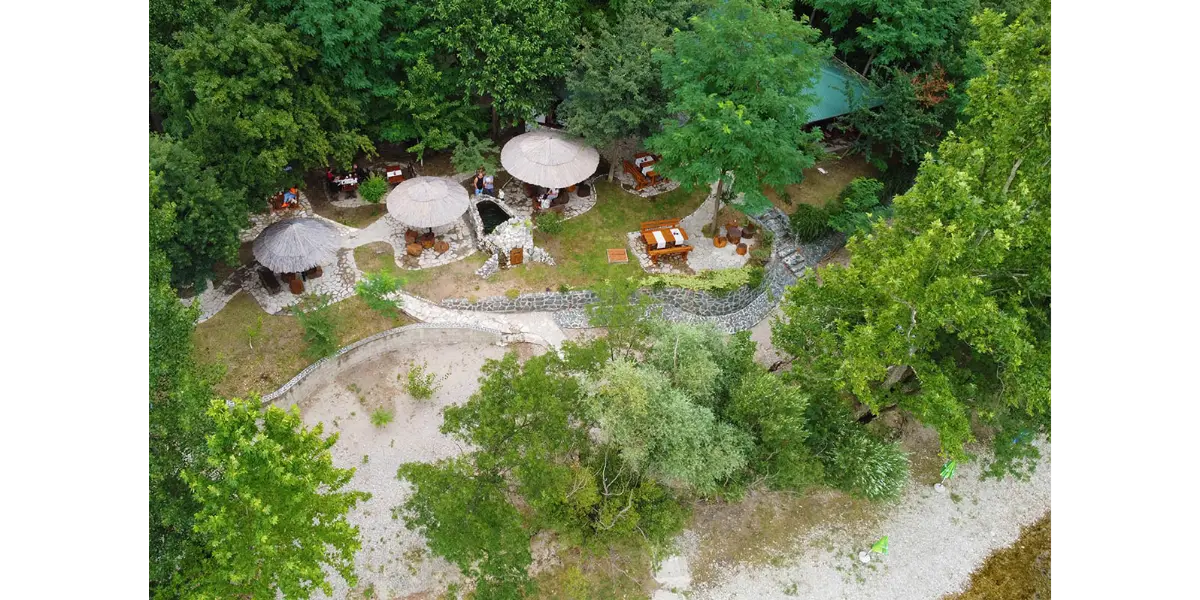 Aerial view of the umbrellas