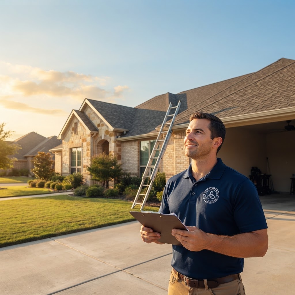 Trinity Roofing inspector arriving for a free roof inspection
