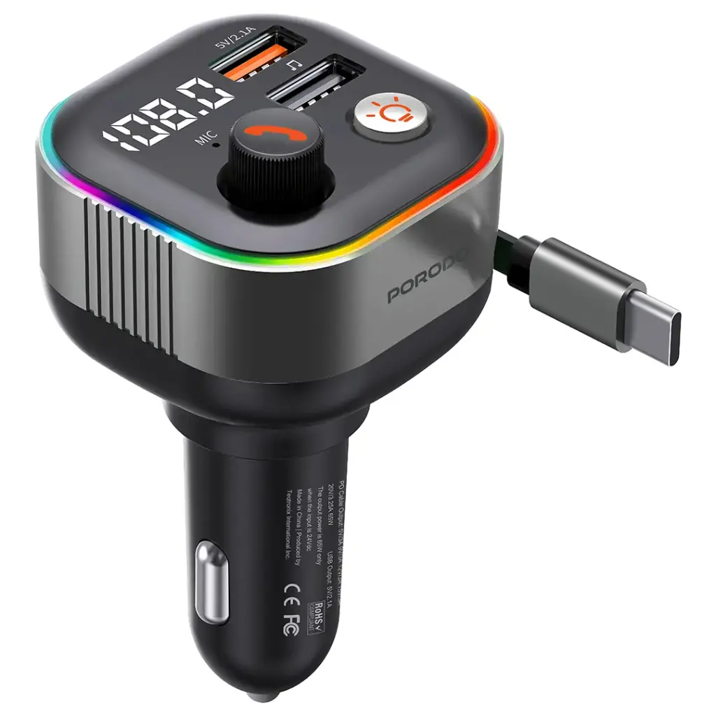 PORODO Audio Boost Bluetooth FM Transmitter Car Charger