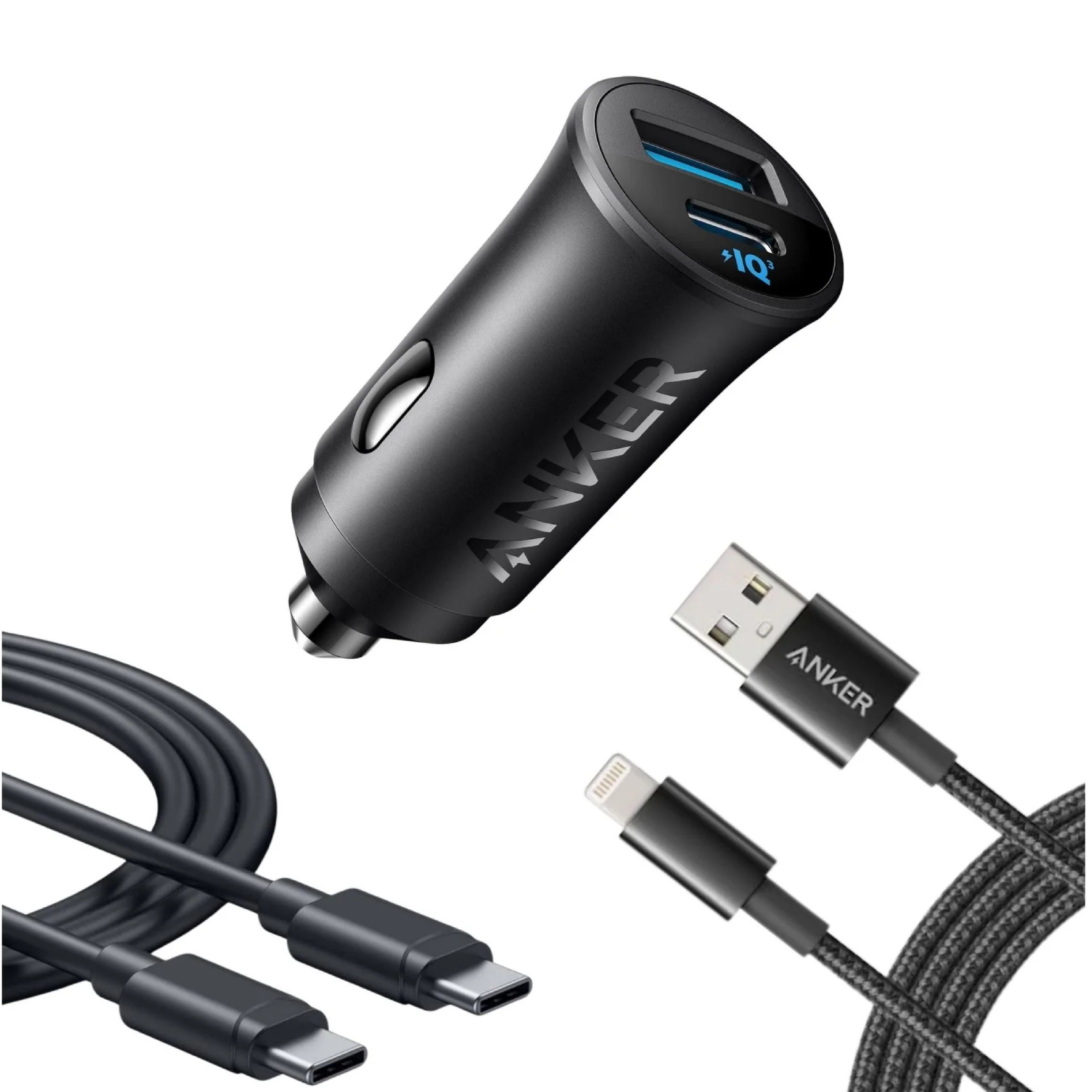 Anker Ultra-Compact Car charger 30W with 2 Cable