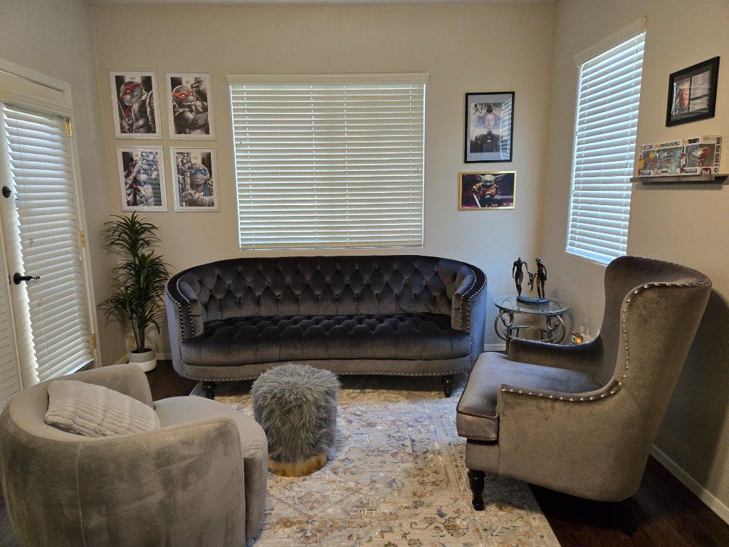 In-person visit location — comfortable seating area for patient sessions