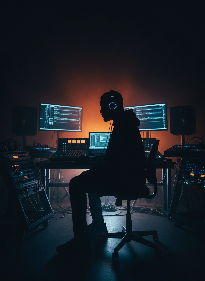 Bigboss on the beats in studio