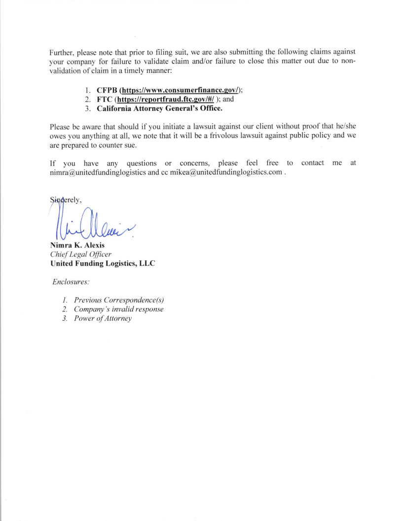 UFL Notice of Violation — Nimra K. Alexis, page 2