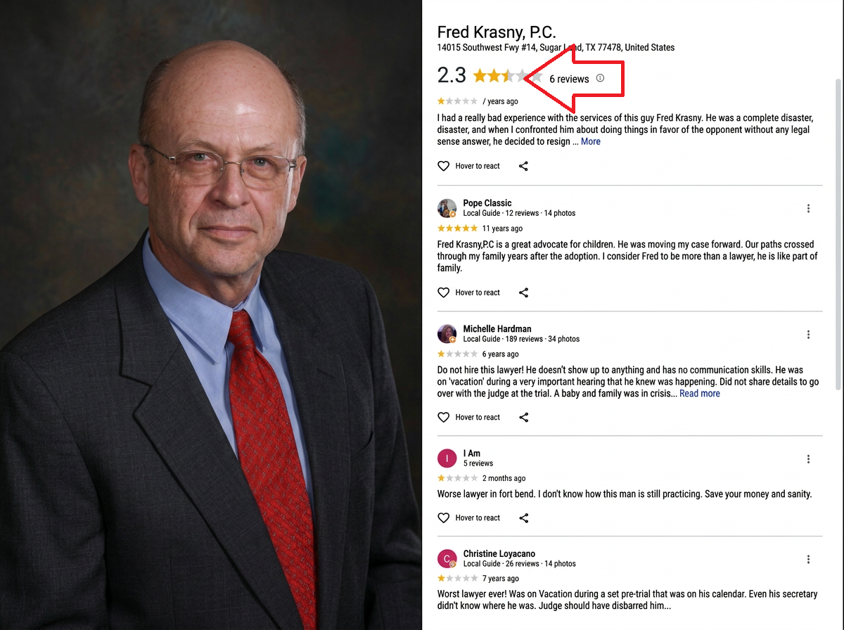 Fred Krasny, P.C. — portrait and Google business reviews