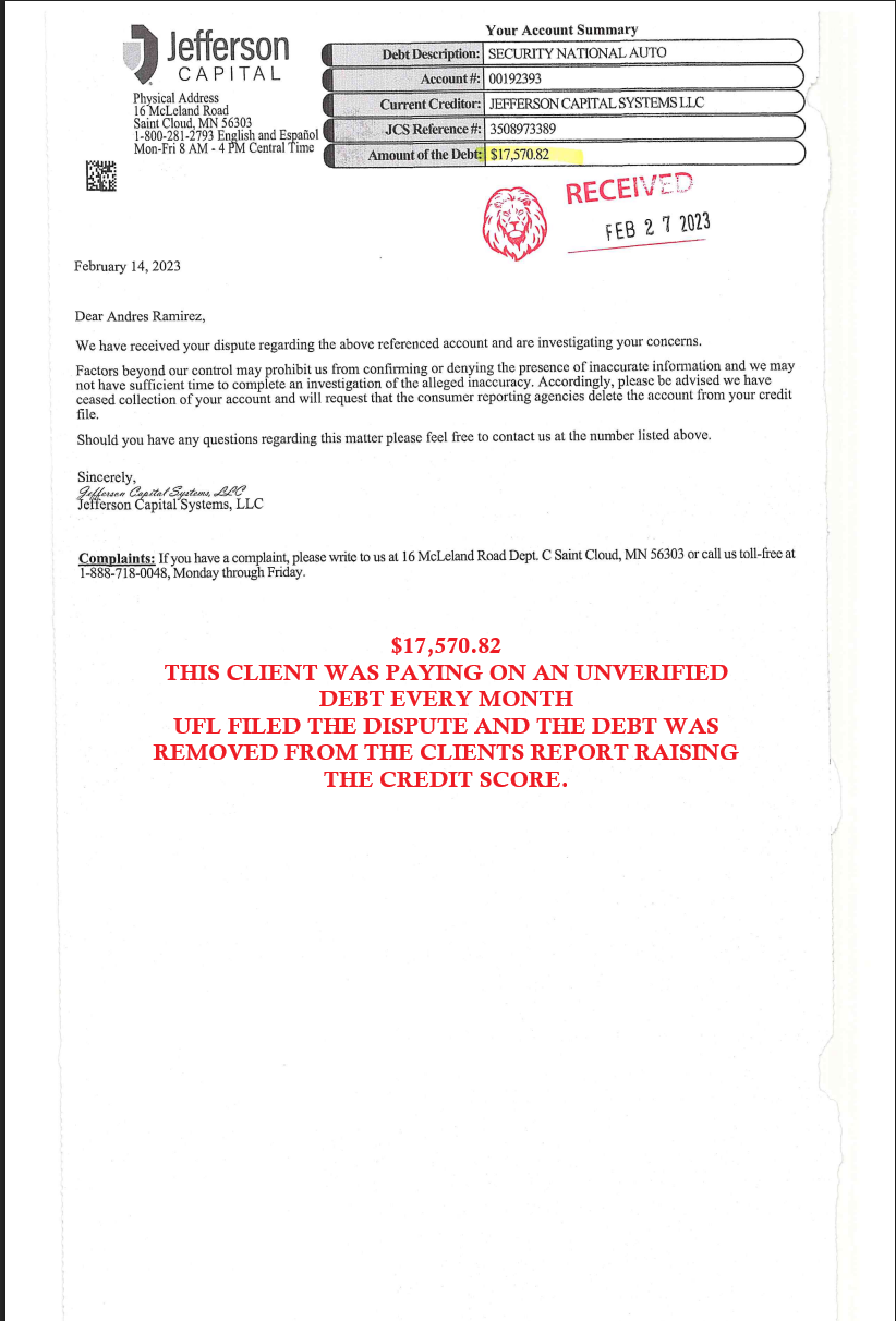 Debt collector response letter