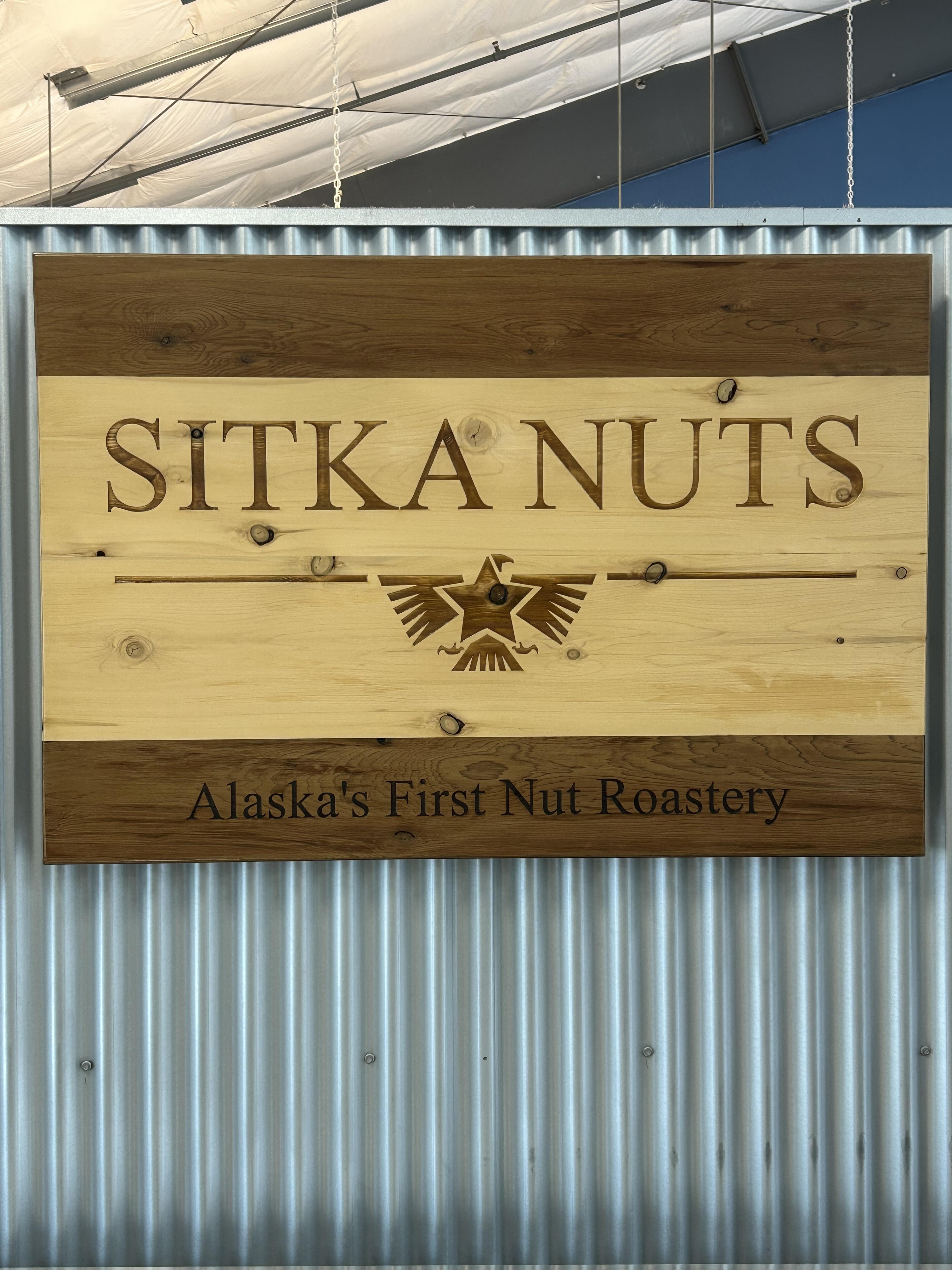 Sitka Nuts wood sign — Alaska's First Nut Roastery