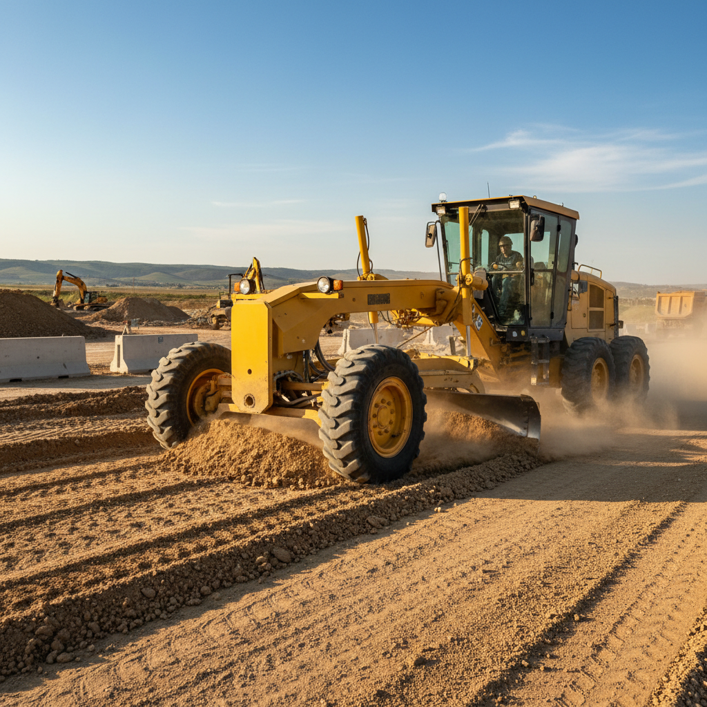 CAT 140M motor grader for leveling and shaping roads