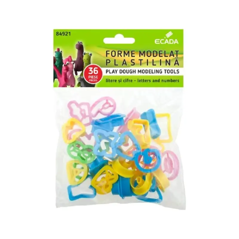 Forme modelat plastilina 36 litere si cifre ECADA