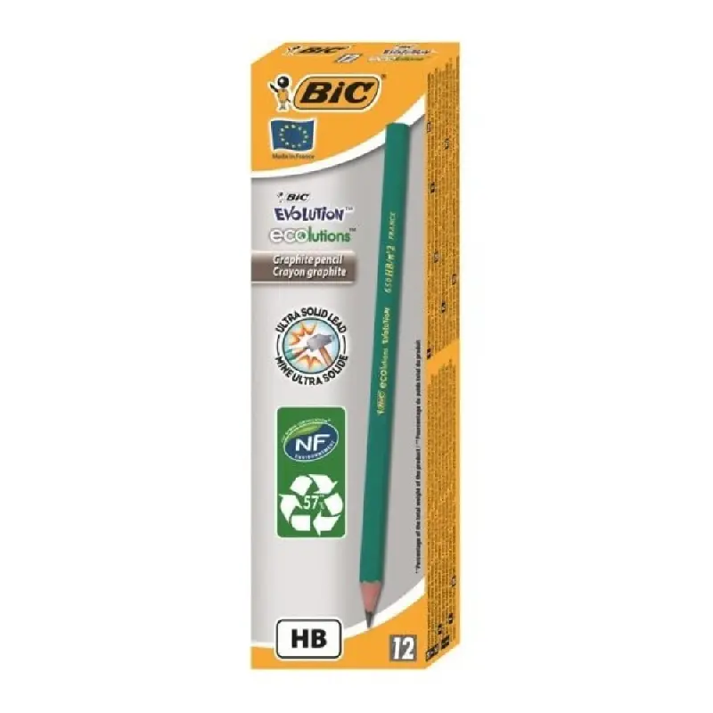 Set 12 buc Creion HB fara radiera Eco Evolution - Bic