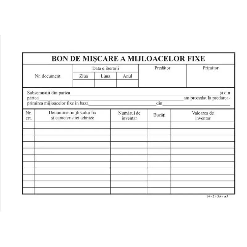 Bon de miscare a mijloacelor fixe ( Dany Cris )