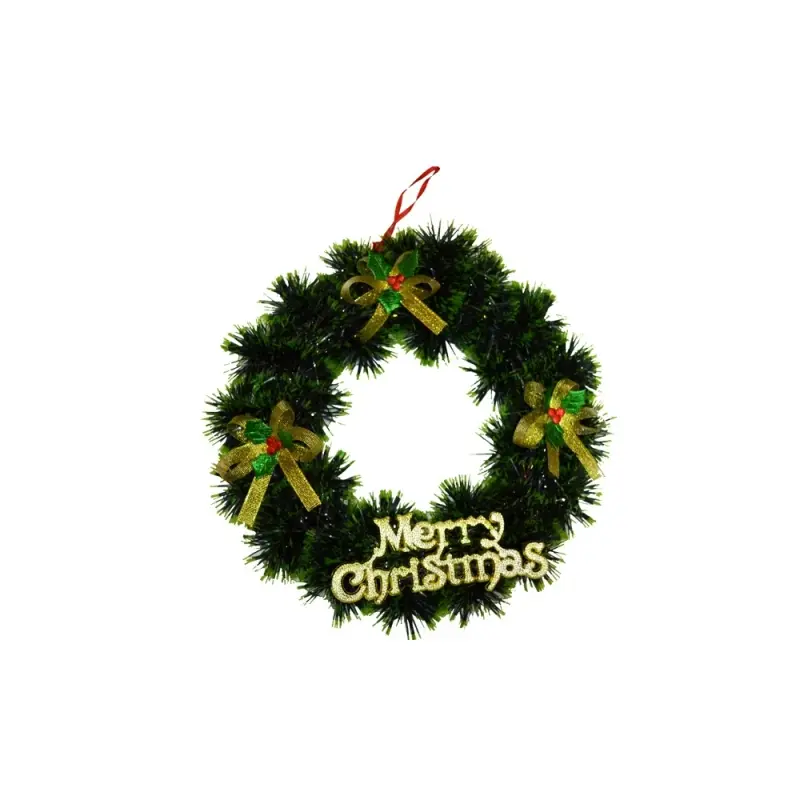 Coronita Craciun - Merry Christmas Verde cu fundite Aurii