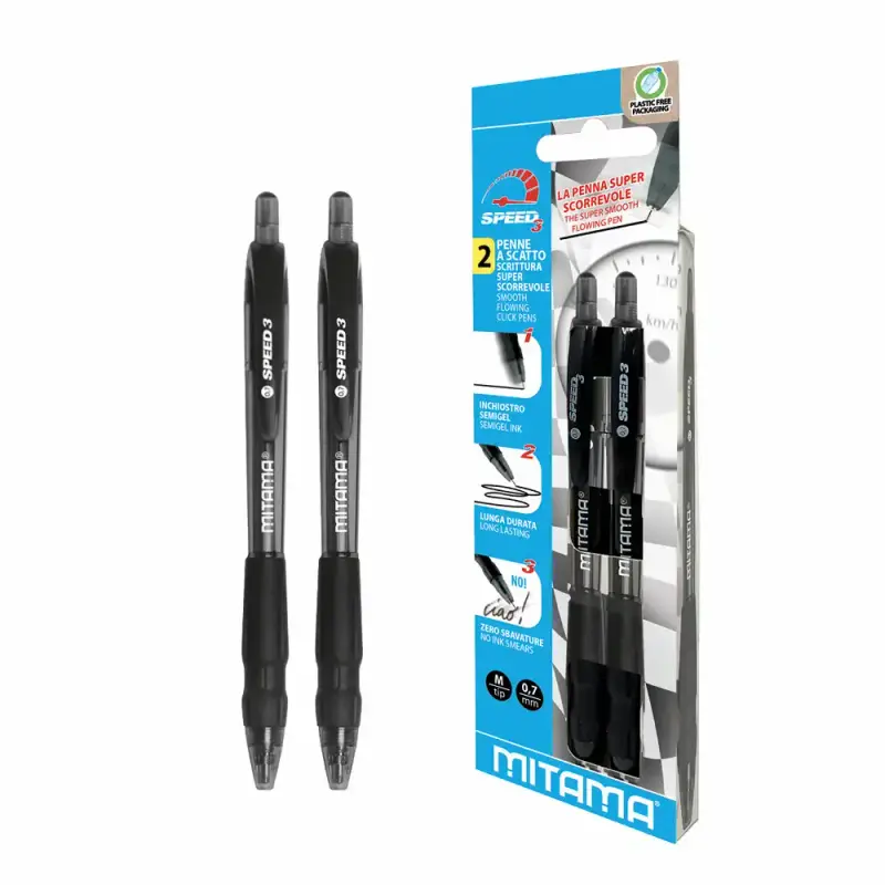 Set 2 pixuri cu gel Mitama, varf 0.7, scriere neagra