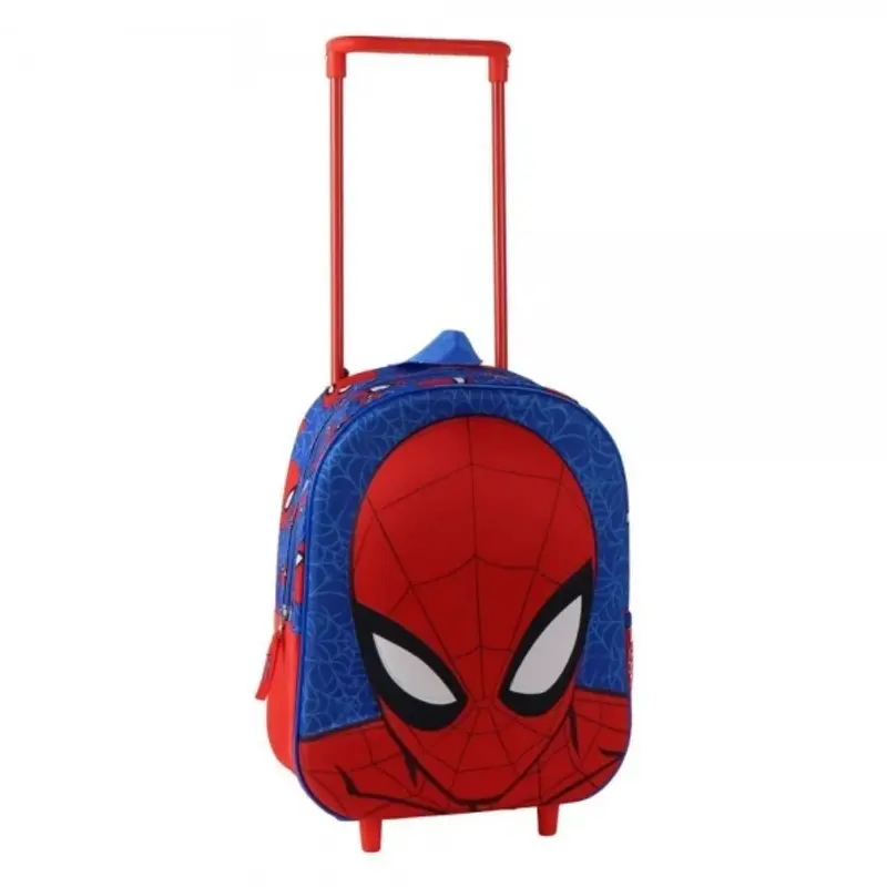 Ghiozdan gradinita Cerda Spiderman 3D, 25cm, 1 compartiment, tip troller, 25x30x12cm