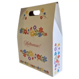 Cutie cadou carton ondulat model floral colorat 300x98x395 mm