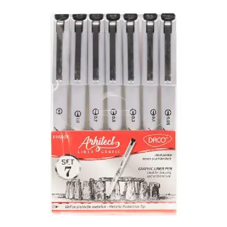 Pix Liner Grafic Arhitect set 7 buc, dimensiuni diferite