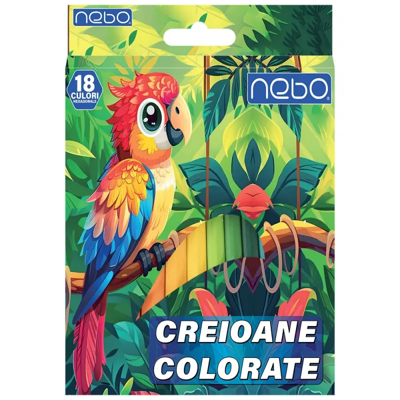 Creioane color, hexagonale, 18 culori - NEBO