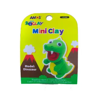 Plastilina iClay MiniClay Amos, model Dinozaur, 30 g, 4 culori/cutie