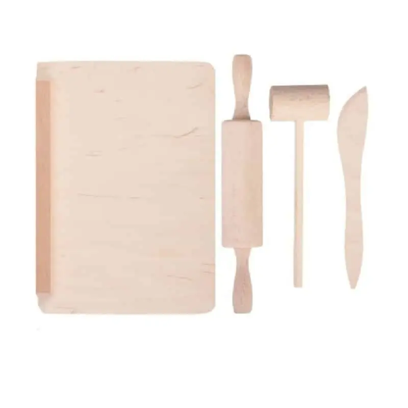 Mini - set bucatarie - lemn natur, 4 piese - Tupiko