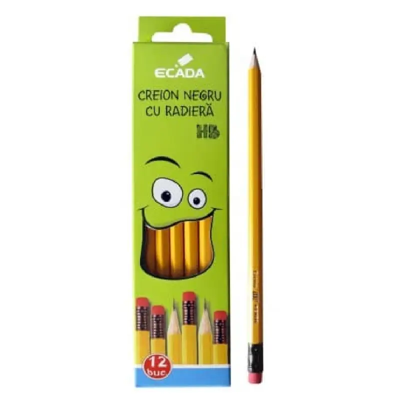 Creion negru cu radiera ECADA 12 buc/set