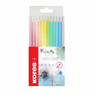 Creioane triunghiulare pastel Kores, 12 culori/set
