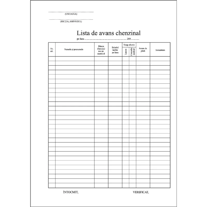 Lista de avans chenzinal ( Dany Cris )