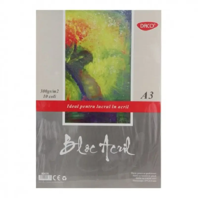 Bloc A3 acril 300gr 10 file, hartie textura panza