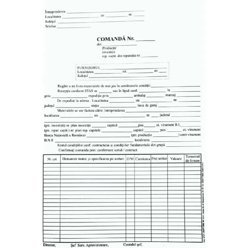 Nota comanda A4