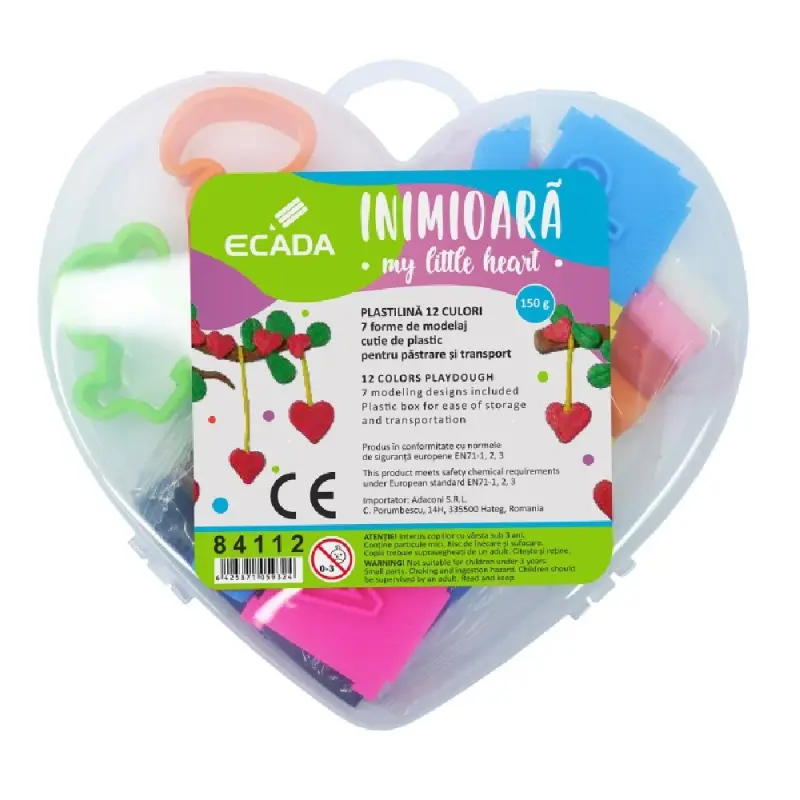 Plastilină Inima 12x12.5 g + forme modelaj ECADA