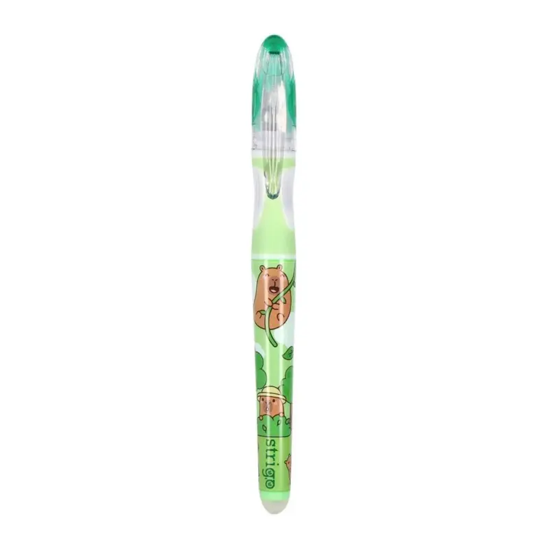 Stilou Strigo cerneala cu stergere + 2 rezerve + dispozitiv curatare, in blister, Verde, Seria Capybara