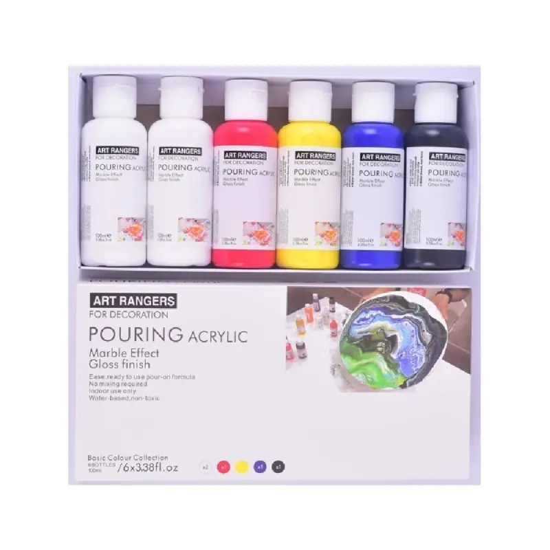 Culori acrilice pentru tehnica de pictura pouring 6x100ml/tub