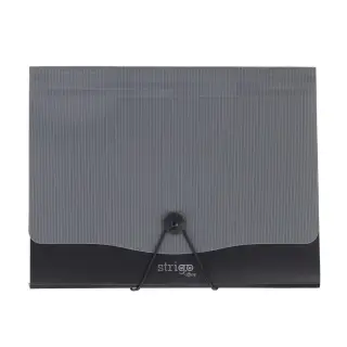 Mapa Strigo PP, A4, 13 compartimente, inchidere cu elastic, clips metalic, gri SF052