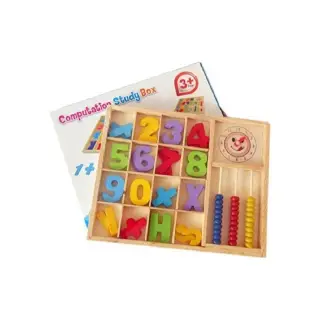 Joc educativ socotitoare din lemn, Semne matematice, Ceas, 34 piese, Multicolor