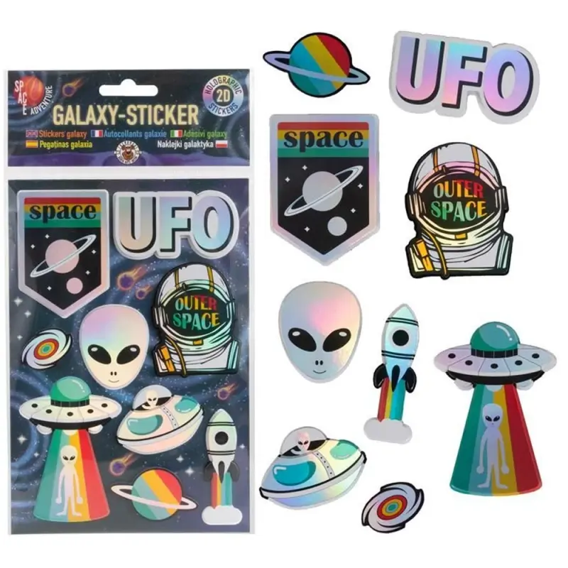 Stickere holografice galaxy, 9 buc/coala - TRENDHAUS