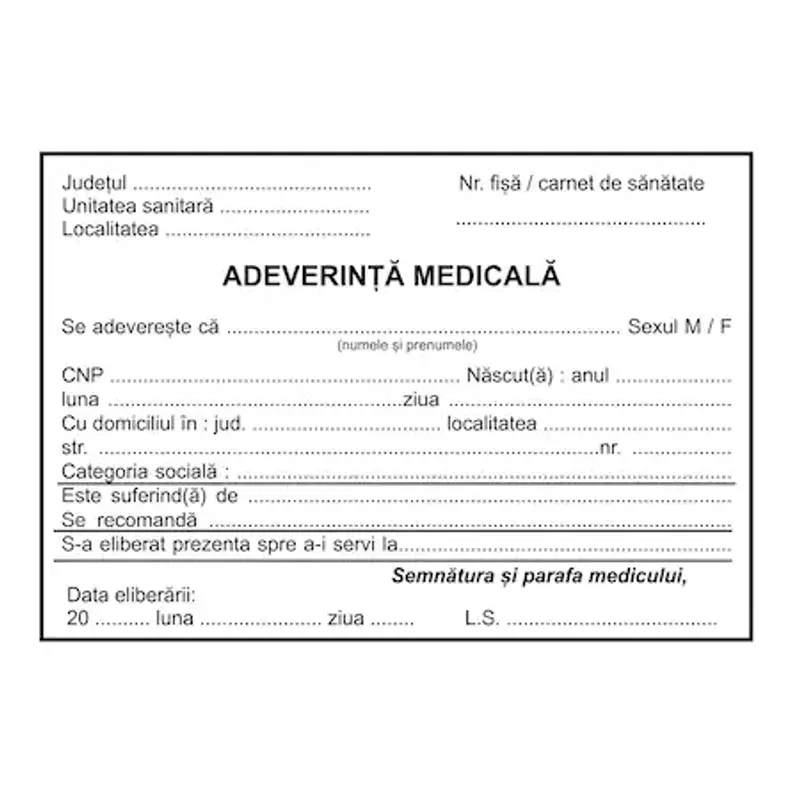 Adeverinta medicala A6