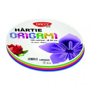 Hartie Origami rotunda 20cm 100/set DACO HR920