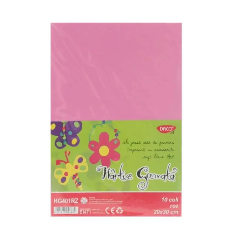 Hartie Gumata 10 coli, Daco Roz (HG401RZ)