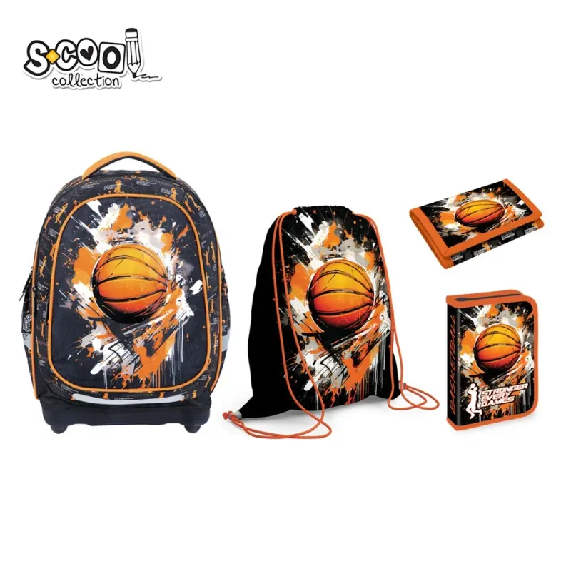 Set Micul Scolar: Ghiozdan, Penar echipat, Sac Sport, Portofel, Basketball - S-COOL