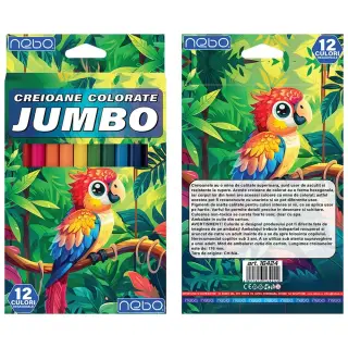 Creioane color, hexagonale, Jumbo, 12 culori - NEBO