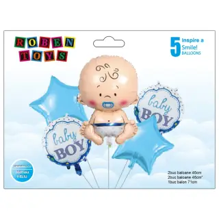 Set Baloane folie aluminiu "Baby Boy" Albastru