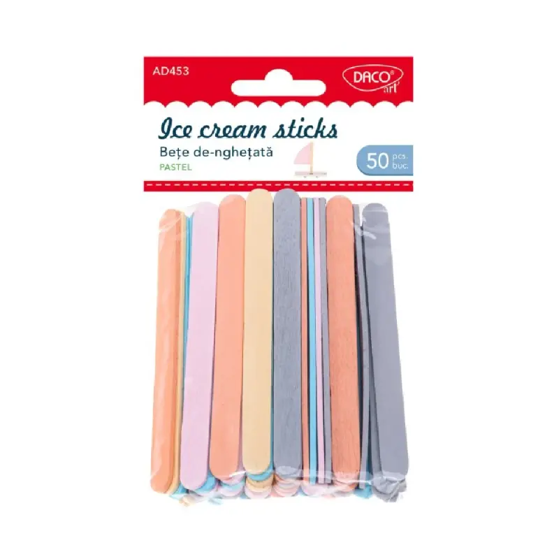 Accesorii craft - AD453 Bețe de-nghețată pastel Daco