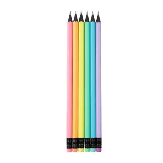 Creion Strigo HB cu guma de sters multicolora, lemn negru si corp pastel