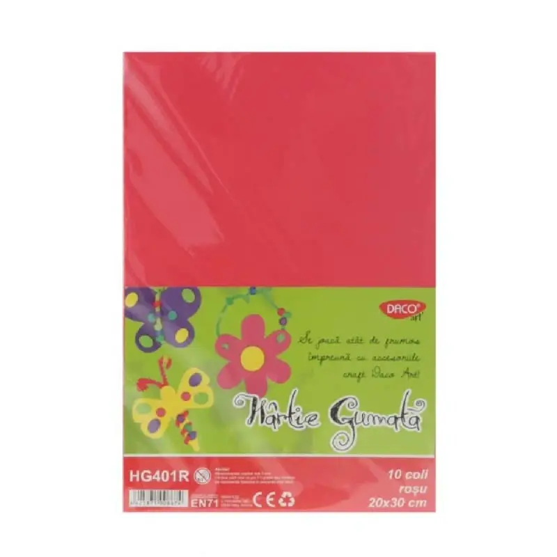 Hartie Gumata 10 coli, Daco Rosu (HG401R)