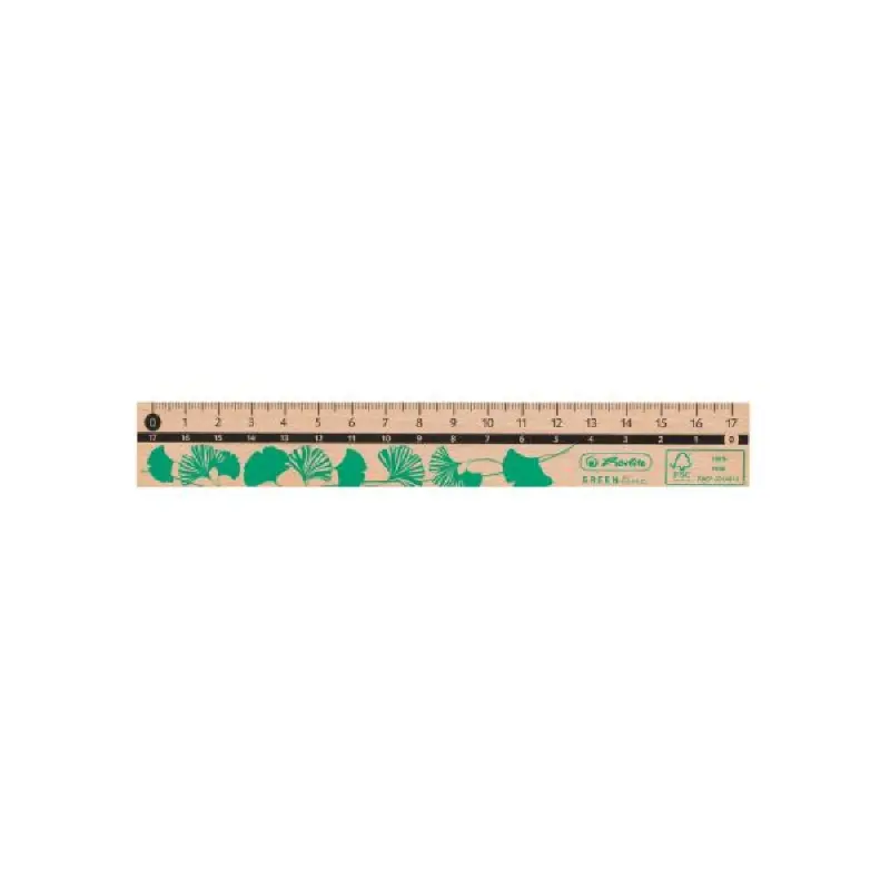 Rigla/Liniar lemn 100% FSC®, 17 cm, diverse motive, seria GREENline