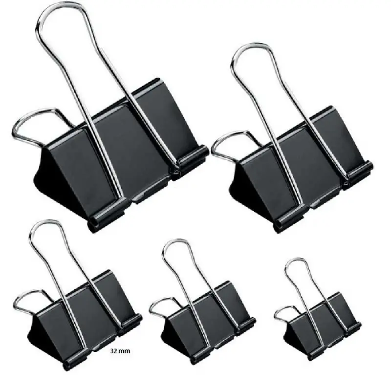 Clipsuri metalice, negre, 32mm, 12buc/set - OFFISHOP