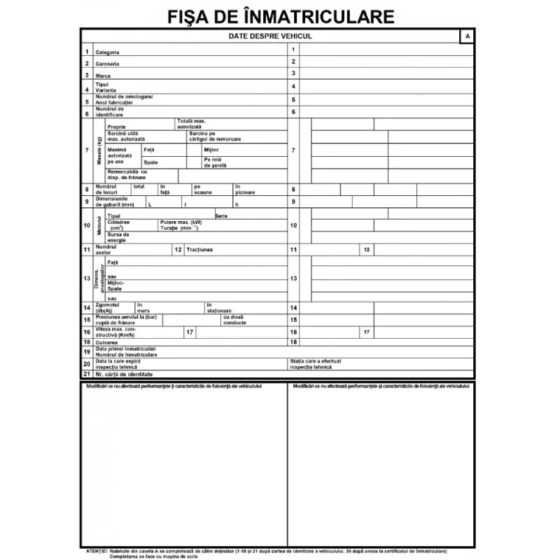 Fisa de inmatriculare set/100 ( Dany Cris )