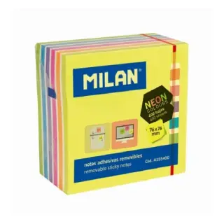 Bloc notes adeziv cub 76x76, 7 culori neon MILAN