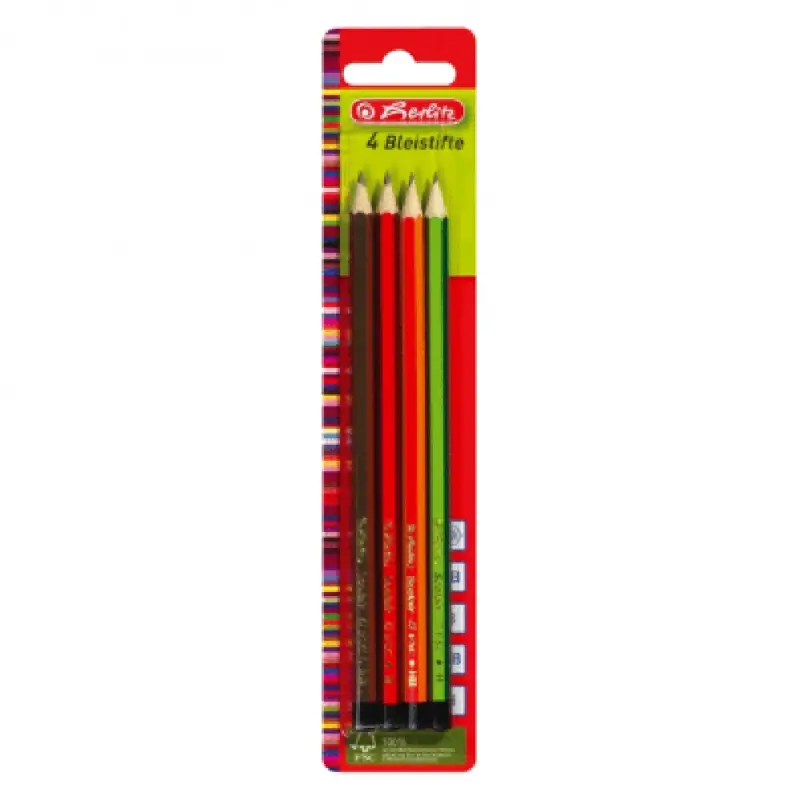 Creion Grafit Herlitz - MINA H, HB, B, 2B, SET 4