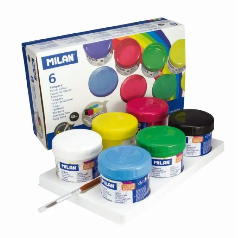 Tempera pe baza de apa, 6 culori/set, flacon 40ml