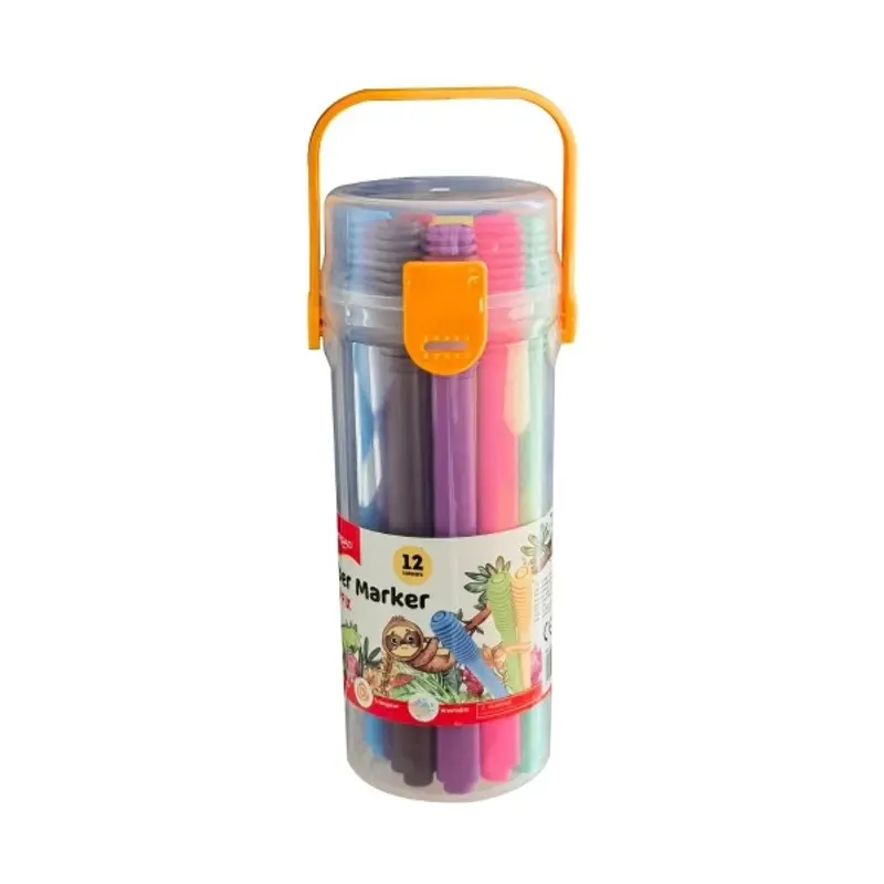Carioci colorate Keyroad Capfix Connectible, 12 culori, triunghiulare, tub plastic